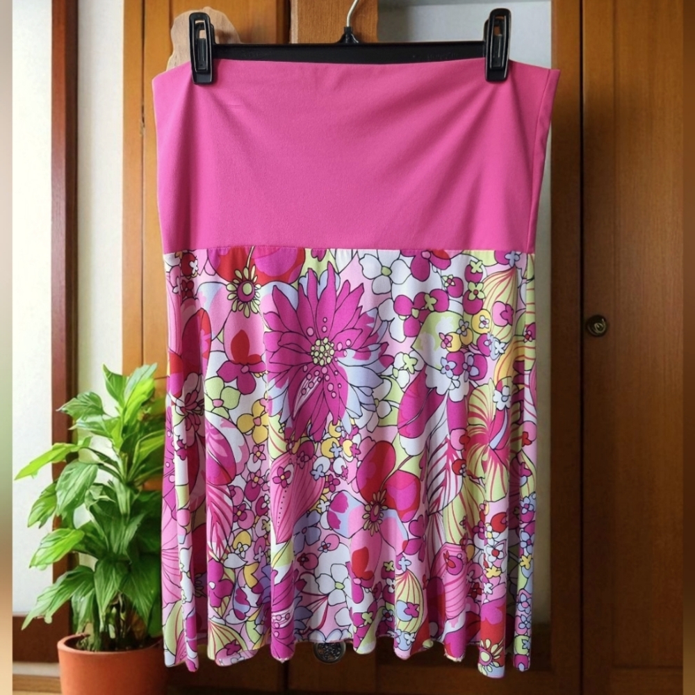 Capucino Vintage Floral Pink Lightweight Flowy Women's Skirt